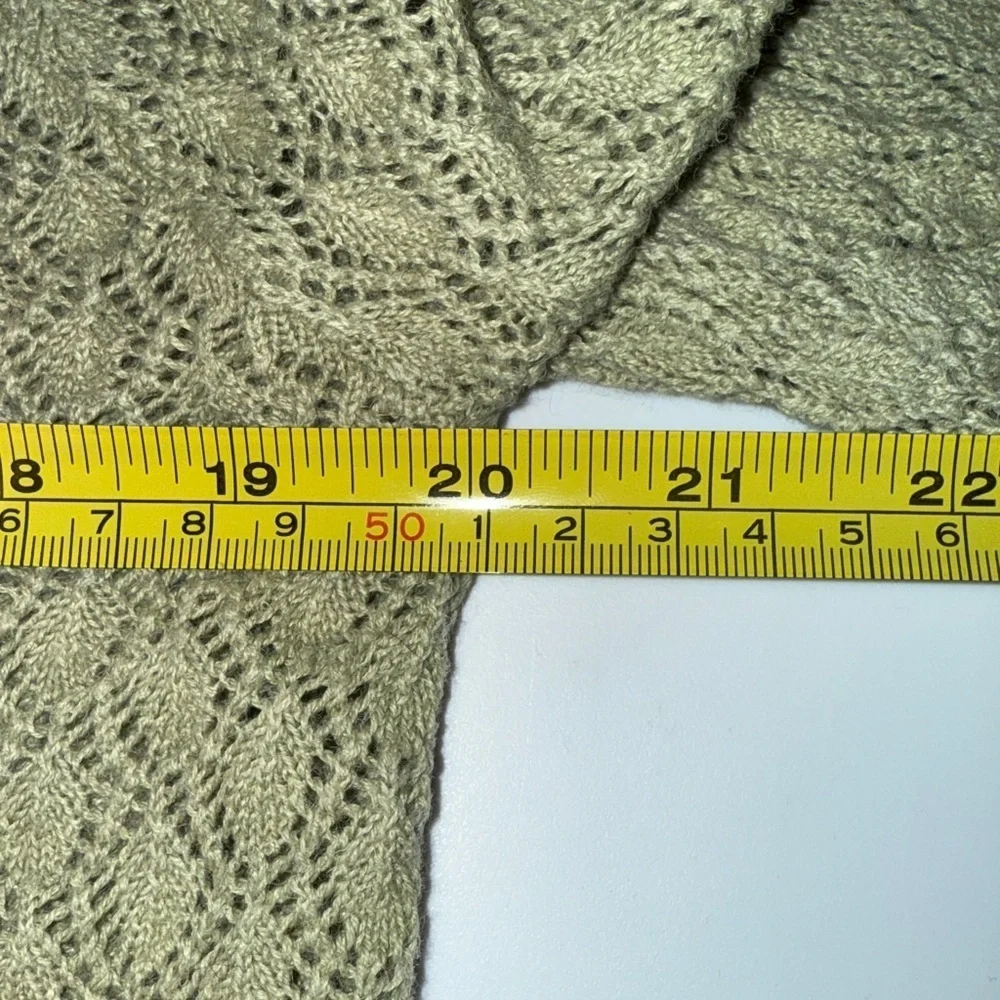 Crystal-Kobe Sage Green Textured Cardigan Lightweight XL 3/4 Sleeve Knit Sweater